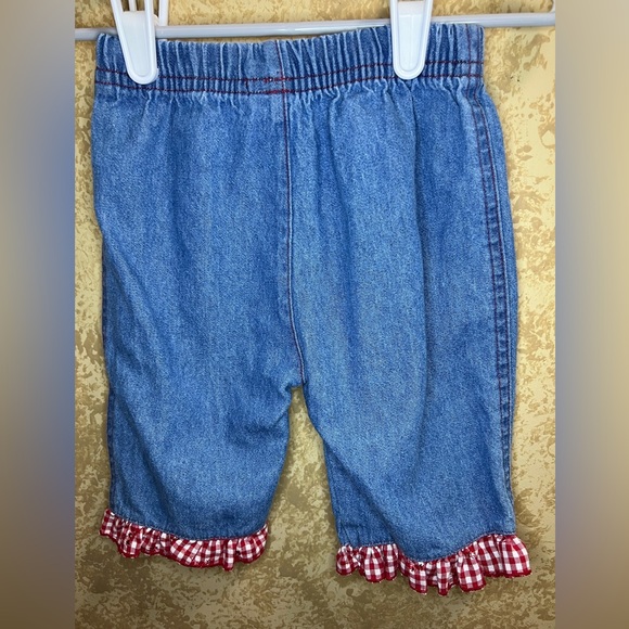2/$20 Vintage 12M KT Kids Red Gingham tanktop Denim pants two-piece matching set - Picture 11 of 13